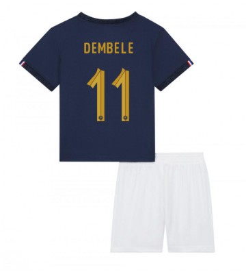 Frankrig Ousmane Dembele #11 Replika Babytøj Hjemmebanesæt Børn VM 2022 Kortærmet (+ Korte bukser)